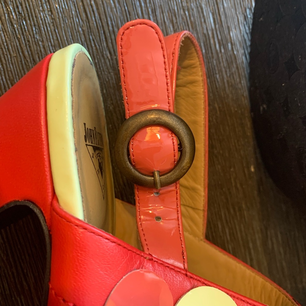 John Fluevog 10 Red Heels with Purple and Pink Details - Picture 10 of 12